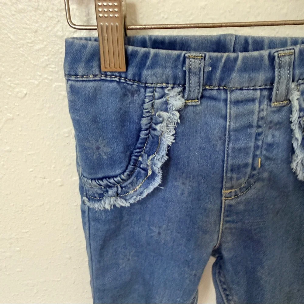 Cat & Jack Baby Girl Jeans Size 12 Months Elastic Waist Daisy Print